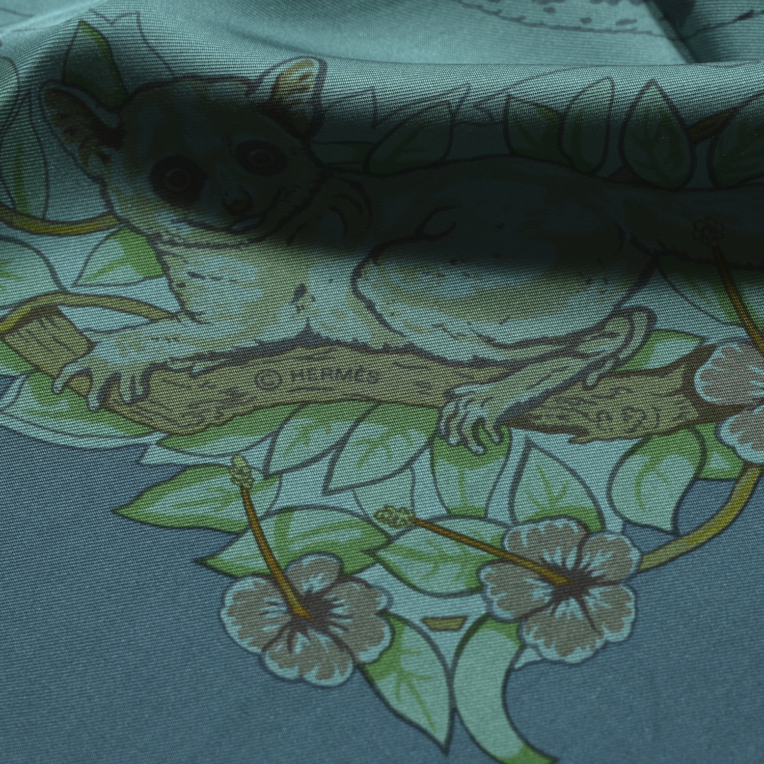 Hermes Silk Dip Dye Jungle Love Scarf 90 Menthol Canard Ocre 4 of 5