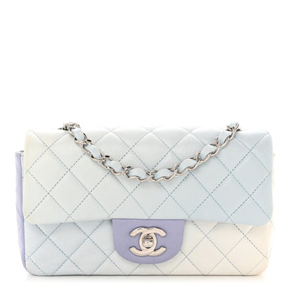 Chanel Perforated Lambskin Quilted Mini Rectangular Flap Light Blue Light Purple White 1 of 11