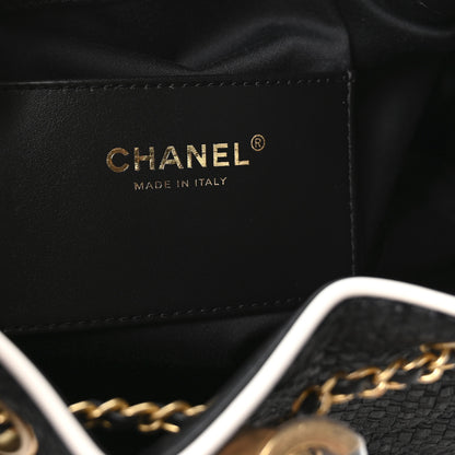 Chanel Braided Raffia Calfskin Small Chanel 25 Handbag Black White 11 of 19