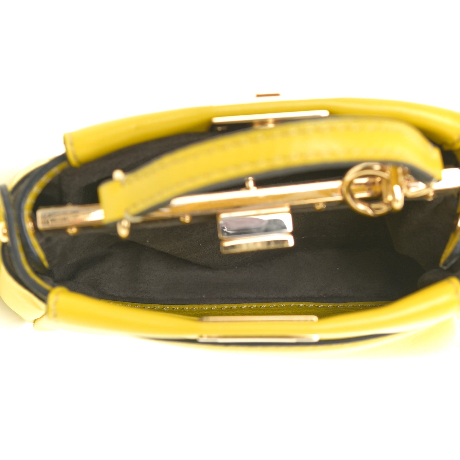 Fendi Shiny Nappa Micro Peekaboo Iconic Satchel Lime 7 of 11