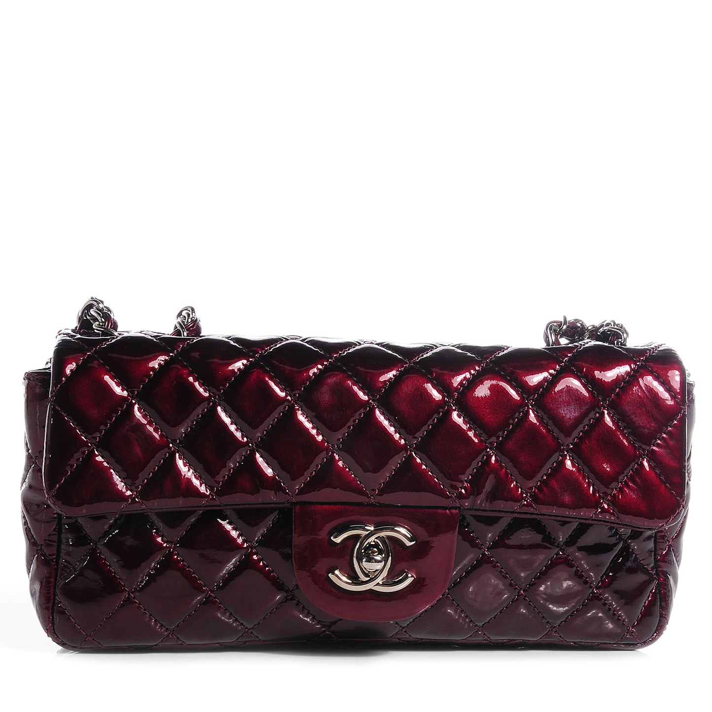 Patent Quilted East West Flap Bordeaux