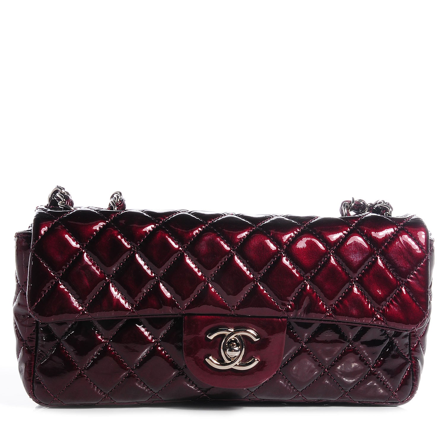 Chanel Patent Quilted East West Flap Bordeaux 1 of 8