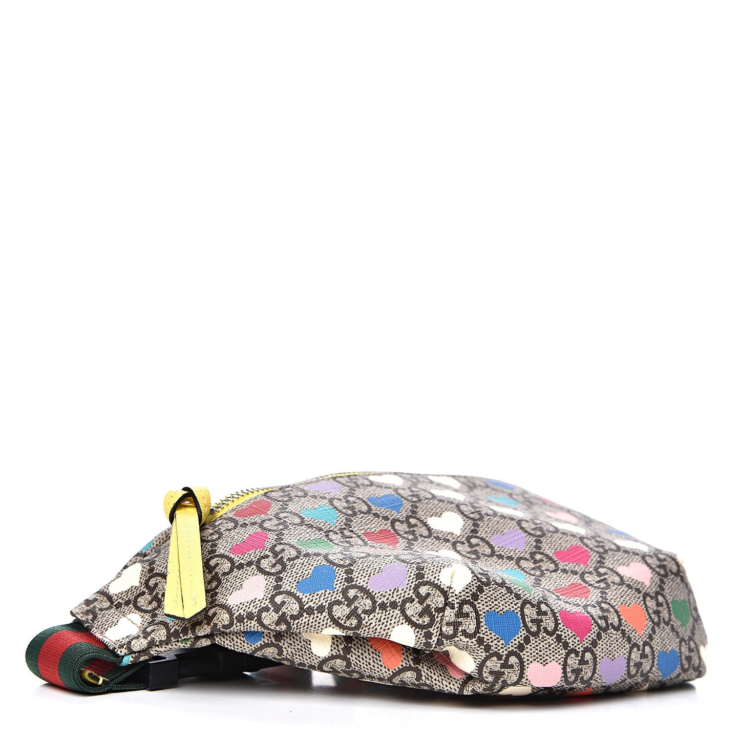 Soft GG Supreme Monogram Hearts Web Childrens Belt Bag Beige Ebony Multicolor Freesia