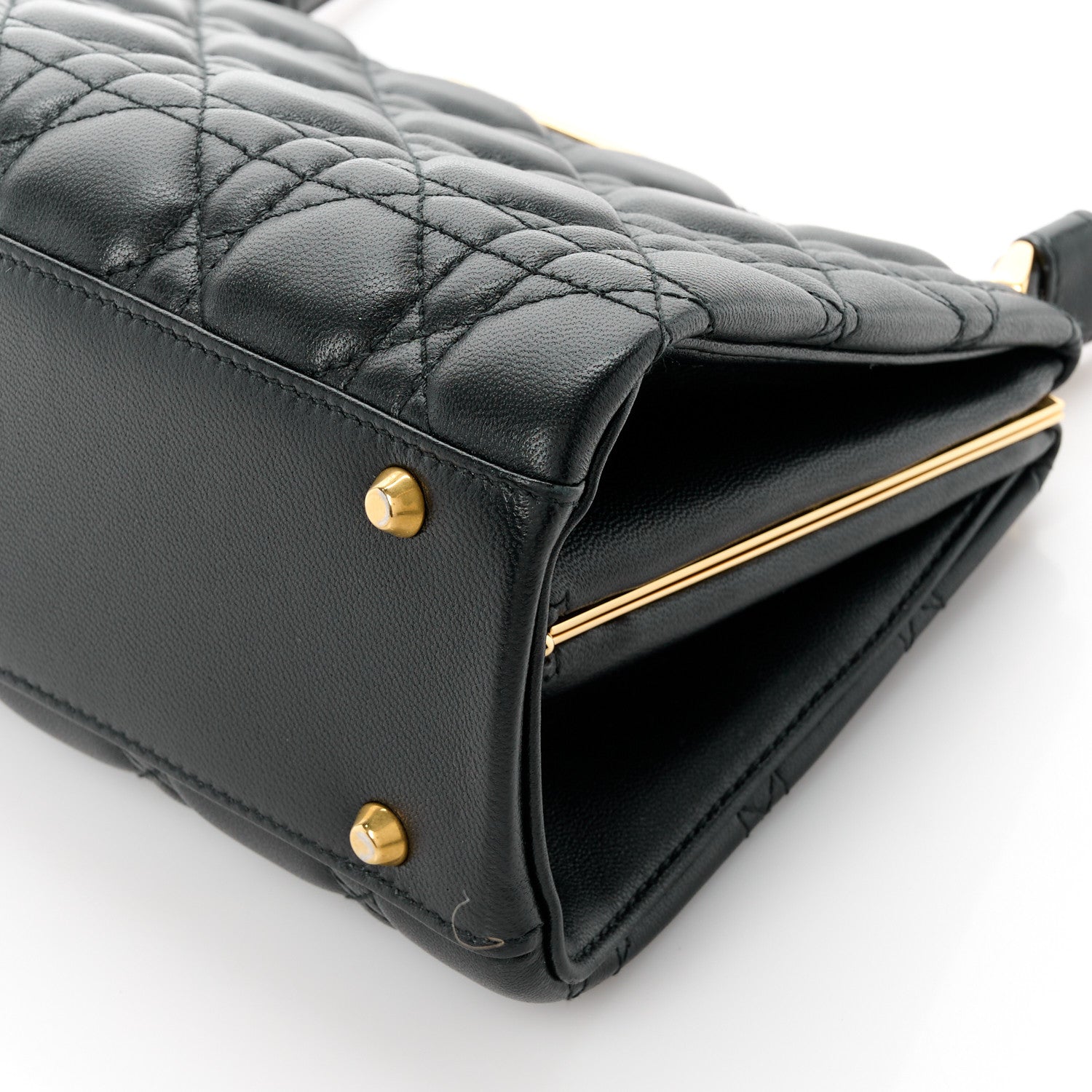 Christian Dior Calfskin Cannage Frame Bag Black 10 of 10