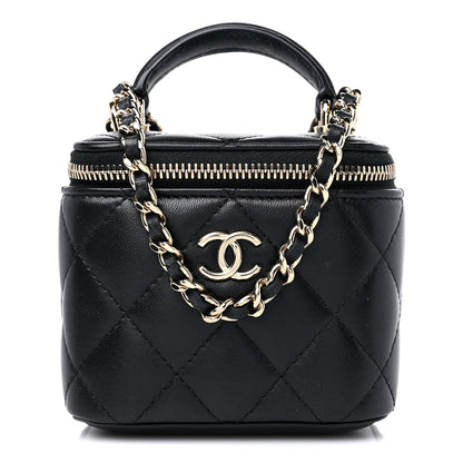 Chanel Lambskin Quilted Top Handle Mini Vanity Case With Chain Black 1 of 9