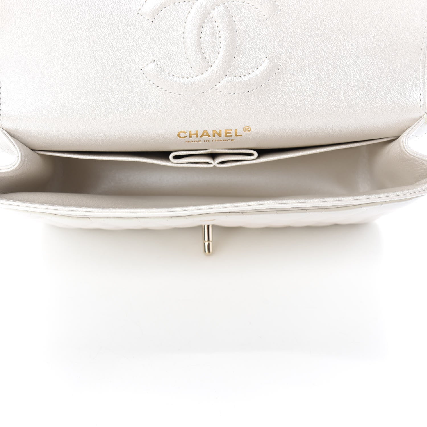 Chanel Iridescent Calfskin Quilted Medium Double Flap White 5 of 11