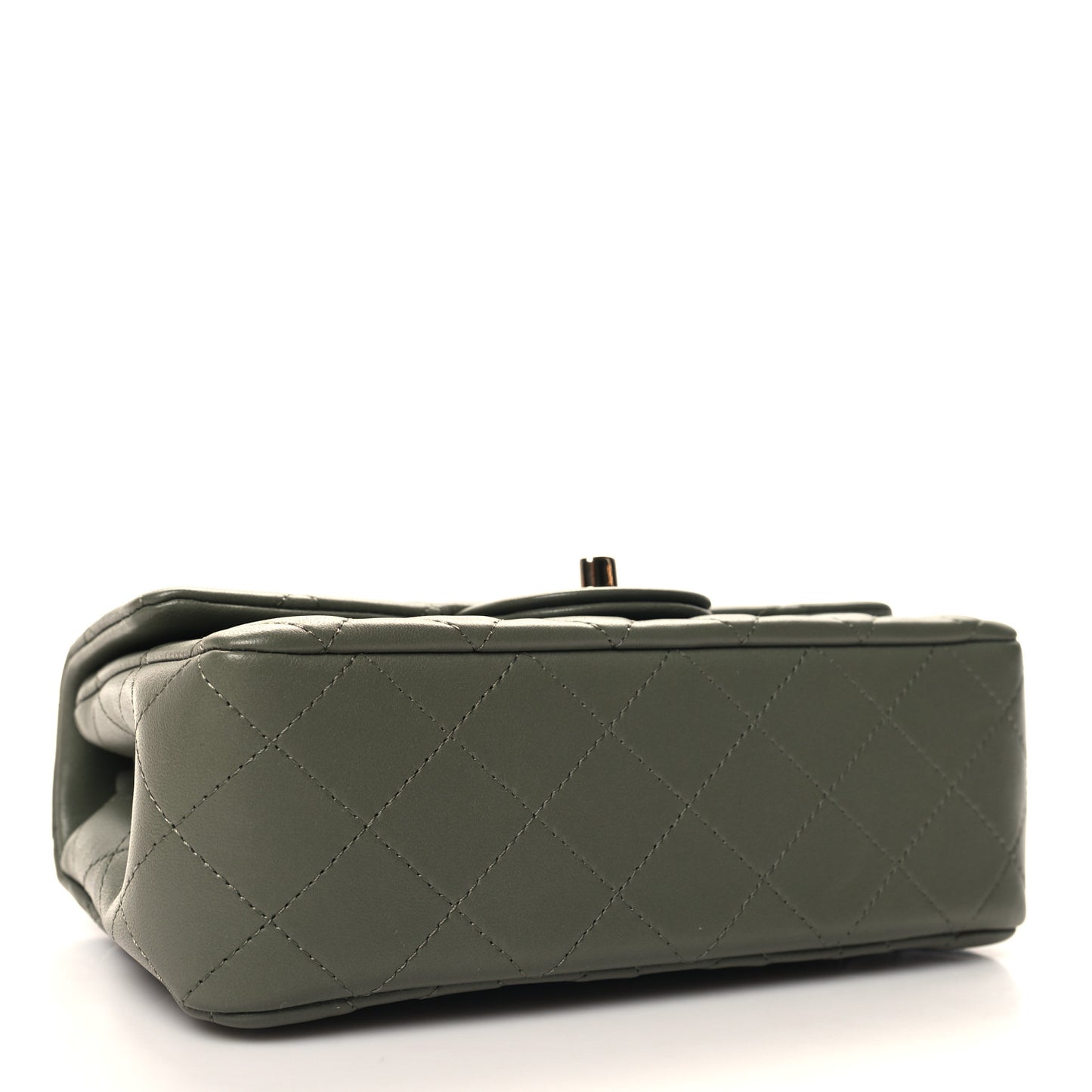 Lambskin Quilted Mini Rectangular Flap Green