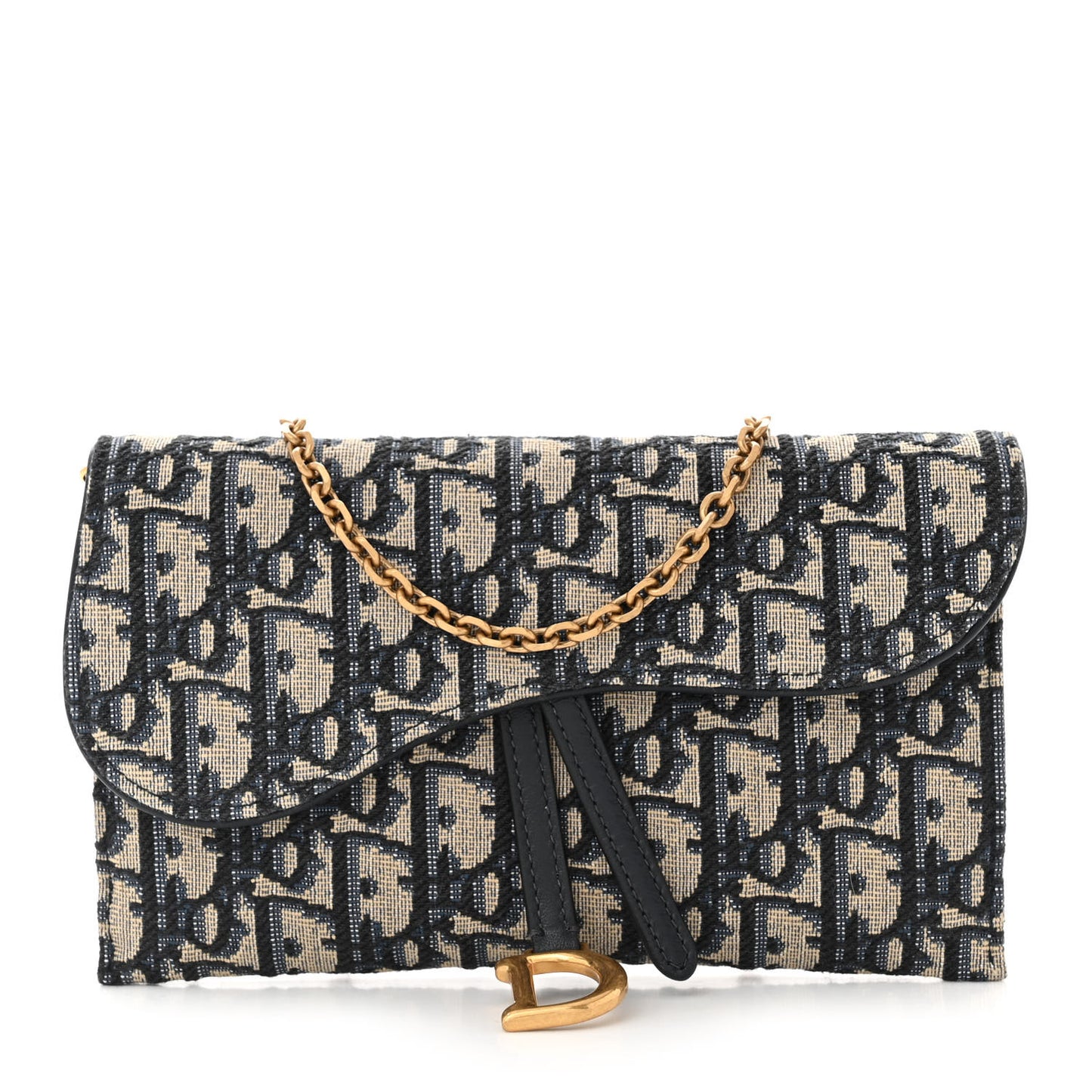 Oblique Saddle Chain Long Wallet Blue