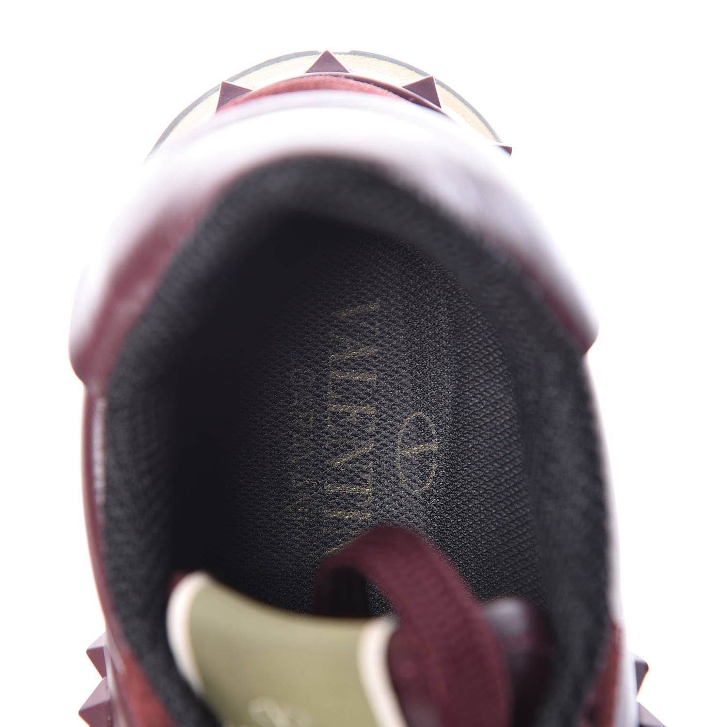 Valentino Garavani Calfskin Suede Rockstud Sneakers 36 Rubin 9 of 10
