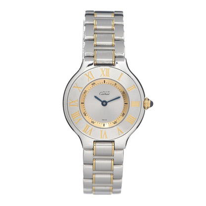Cartier Stainless Steel 18K Yellow Gold 28mm Must De 21 Quartz Watch 1 of 5
