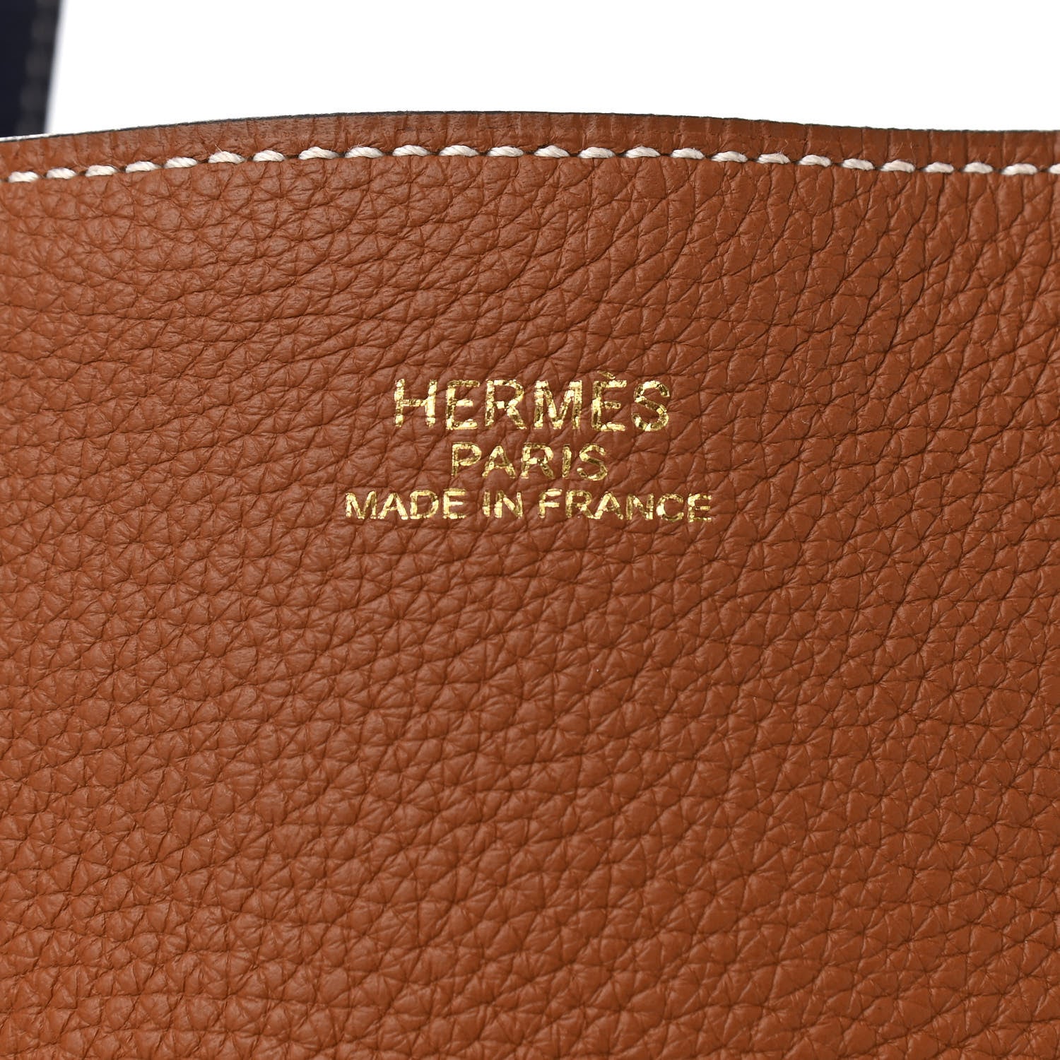 Hermes Taurillon Clemence Double Sens 45 Reversible Tote Gold Bleu Encre 9 of 16