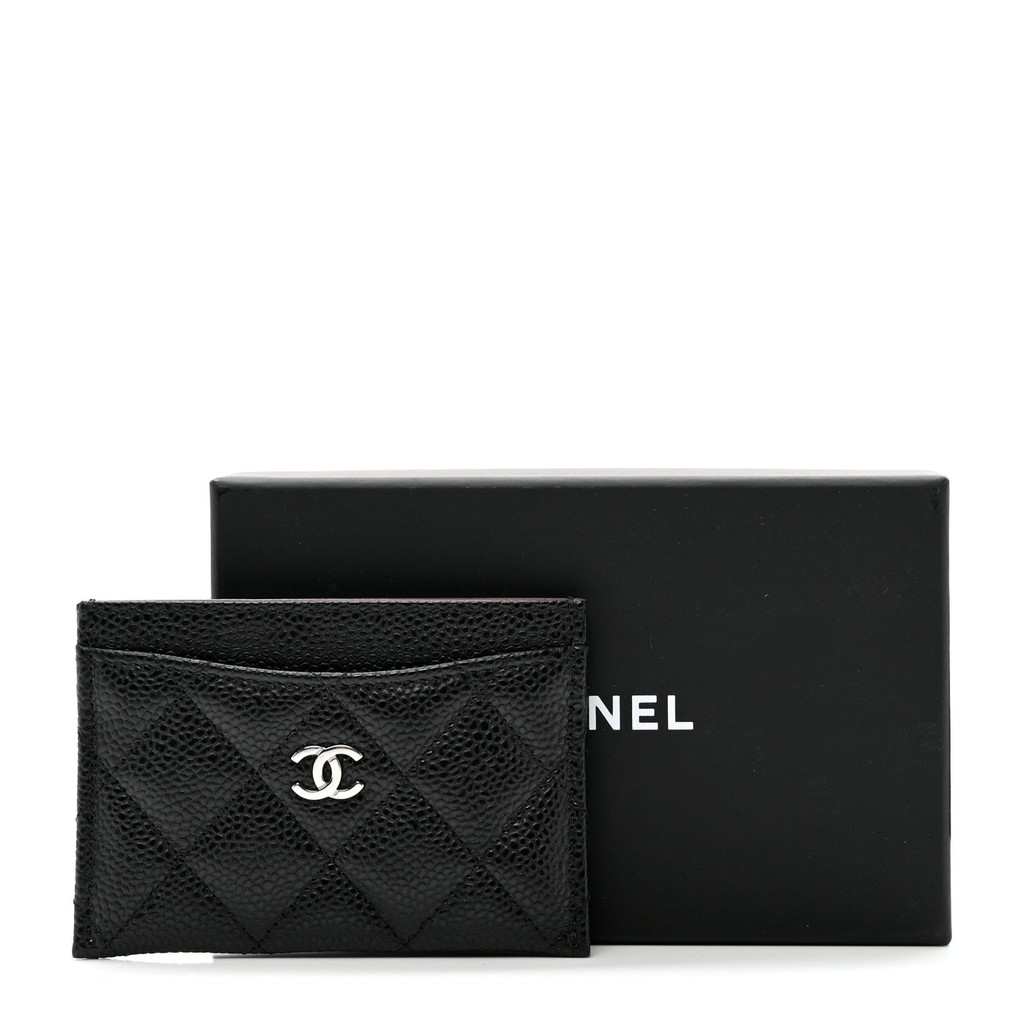 Caviar Quilted Card Holder Black