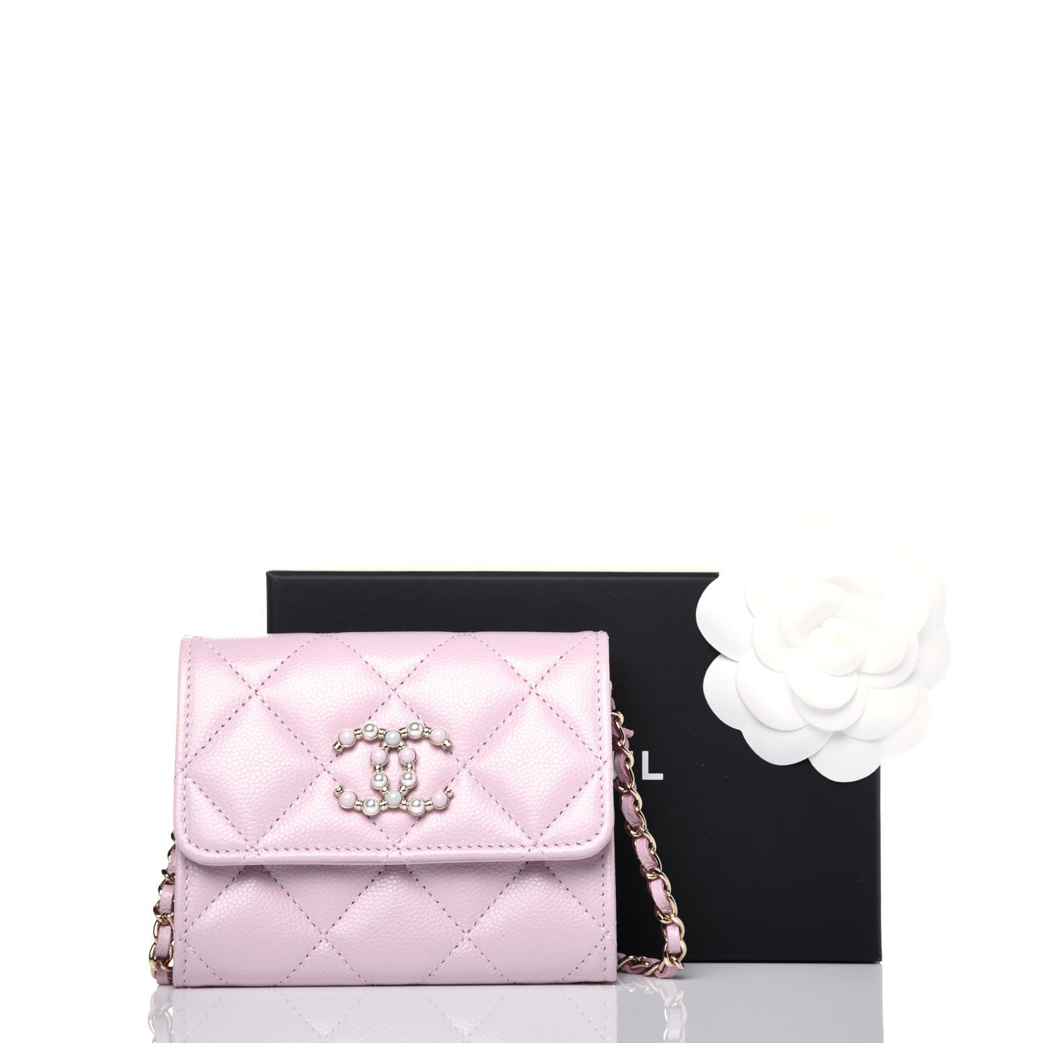 Chanel Caviar Quilted Coco Candy Card Holder On Chain Light Pink 11 of 11