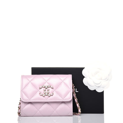 Chanel Caviar Quilted Coco Candy Card Holder On Chain Light Pink 11 of 11
