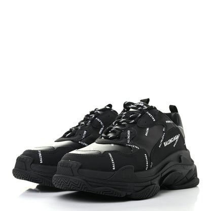 Balenciaga Technical Fabric Allover Logo Mens Triple S Sneakers 44 Black White 3 of 7