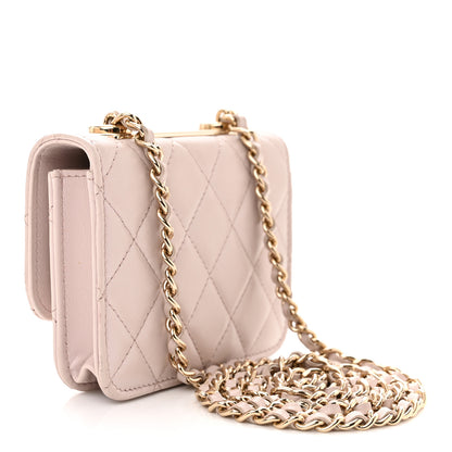 Chanel Lambskin Quilted Trendy CC Card Holder On Chain Light Pink 3 of 11