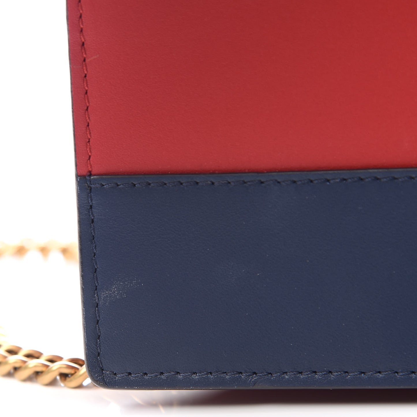 Calfskin Queen Margaret Chain Wallet Blue Agata Hibiscus Red Mystic White