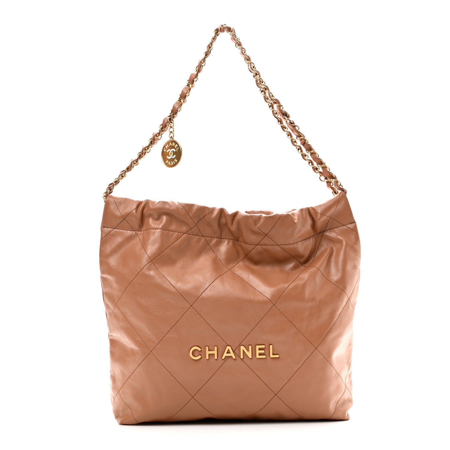 Chanel Shiny Calfskin Quilted Small Chanel 22 Beige 3 of 12