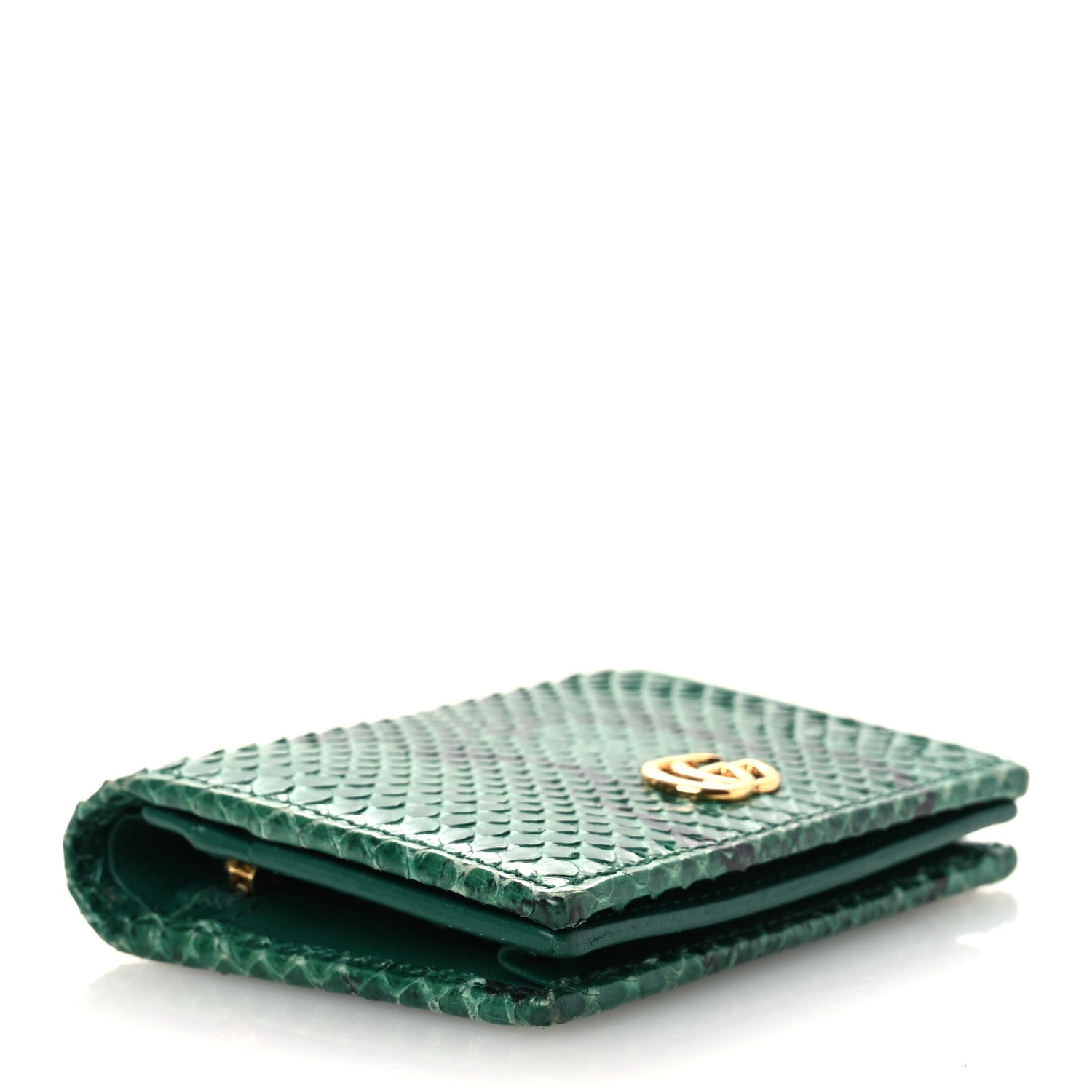 Gucci Snakeskin GG Marmont Card Case Green 4 of 11