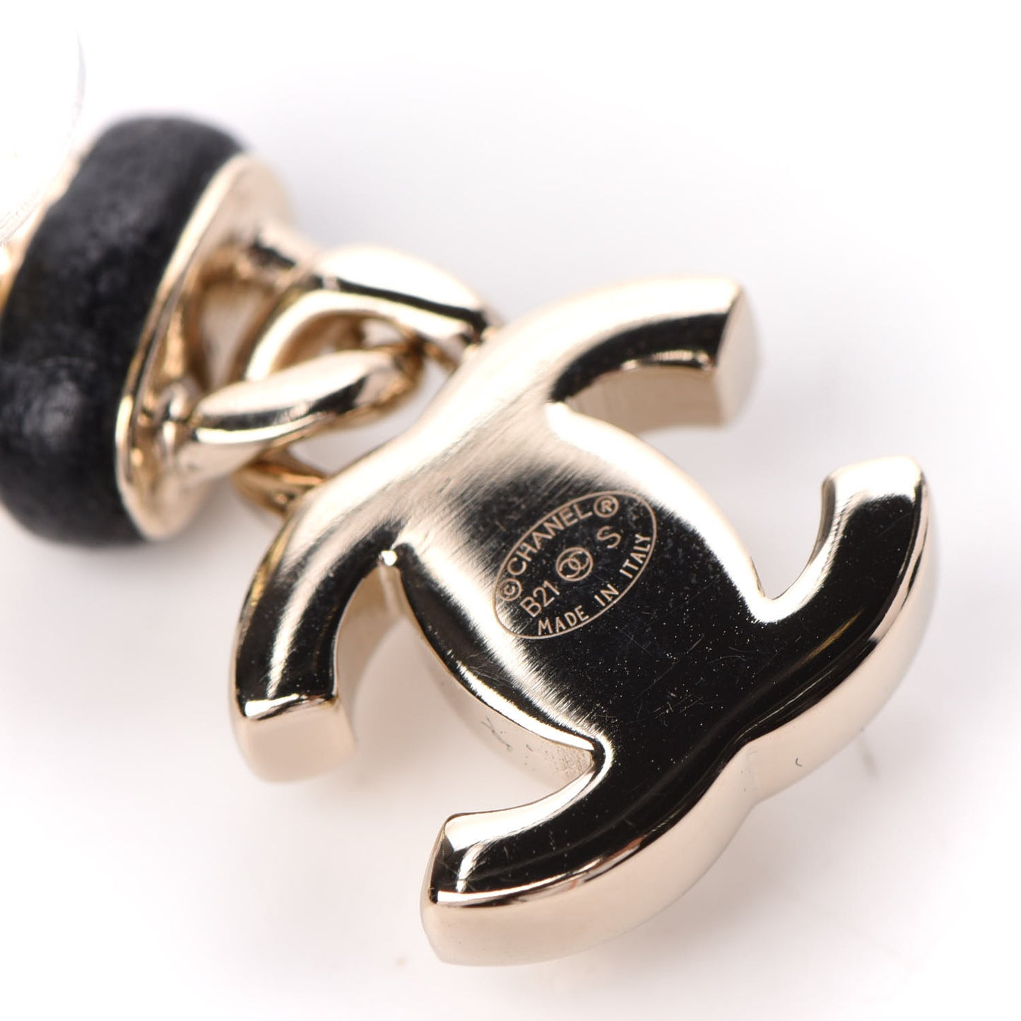Lambskin CC Turnlock Drop Earrings Gold Black