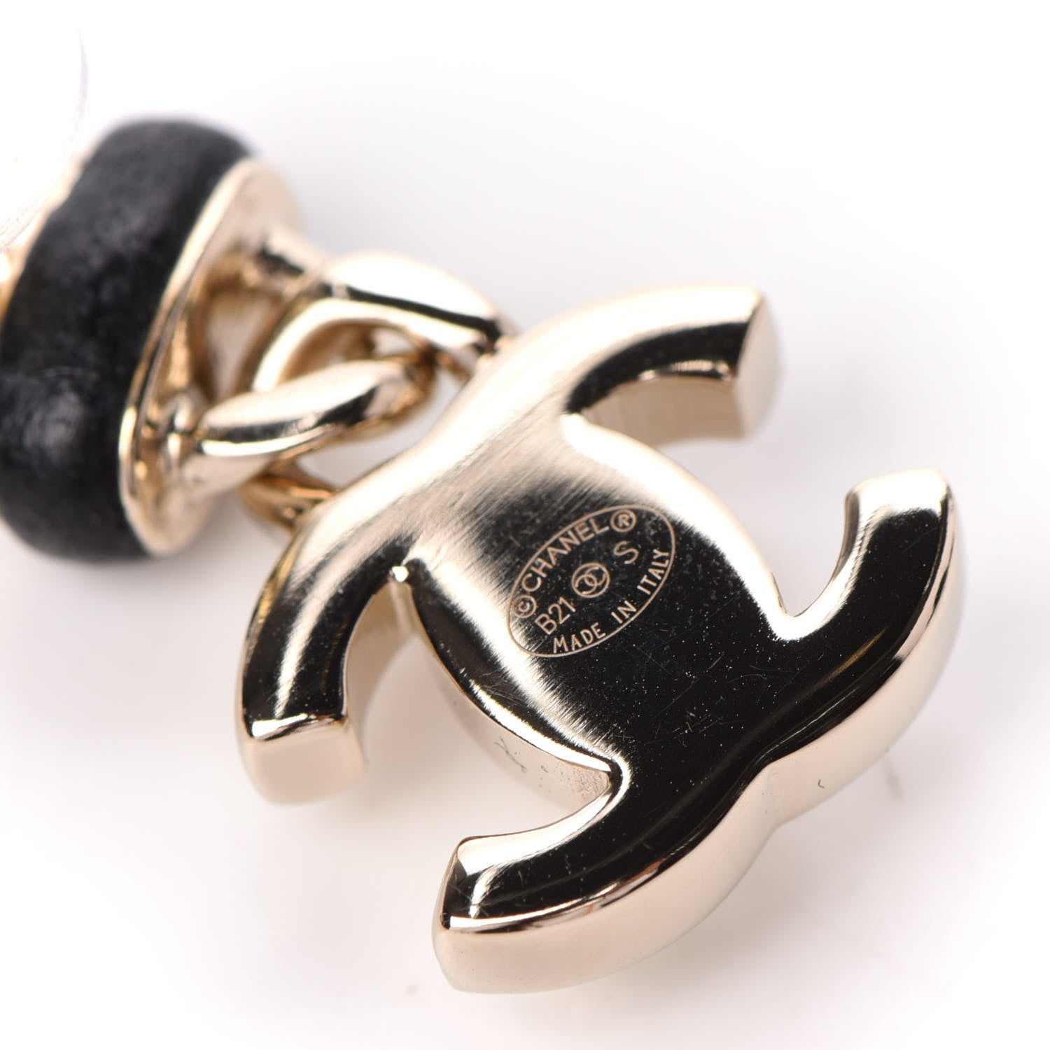 Chanel Lambskin CC Turnlock Drop Earrings Gold Black 4 of 4