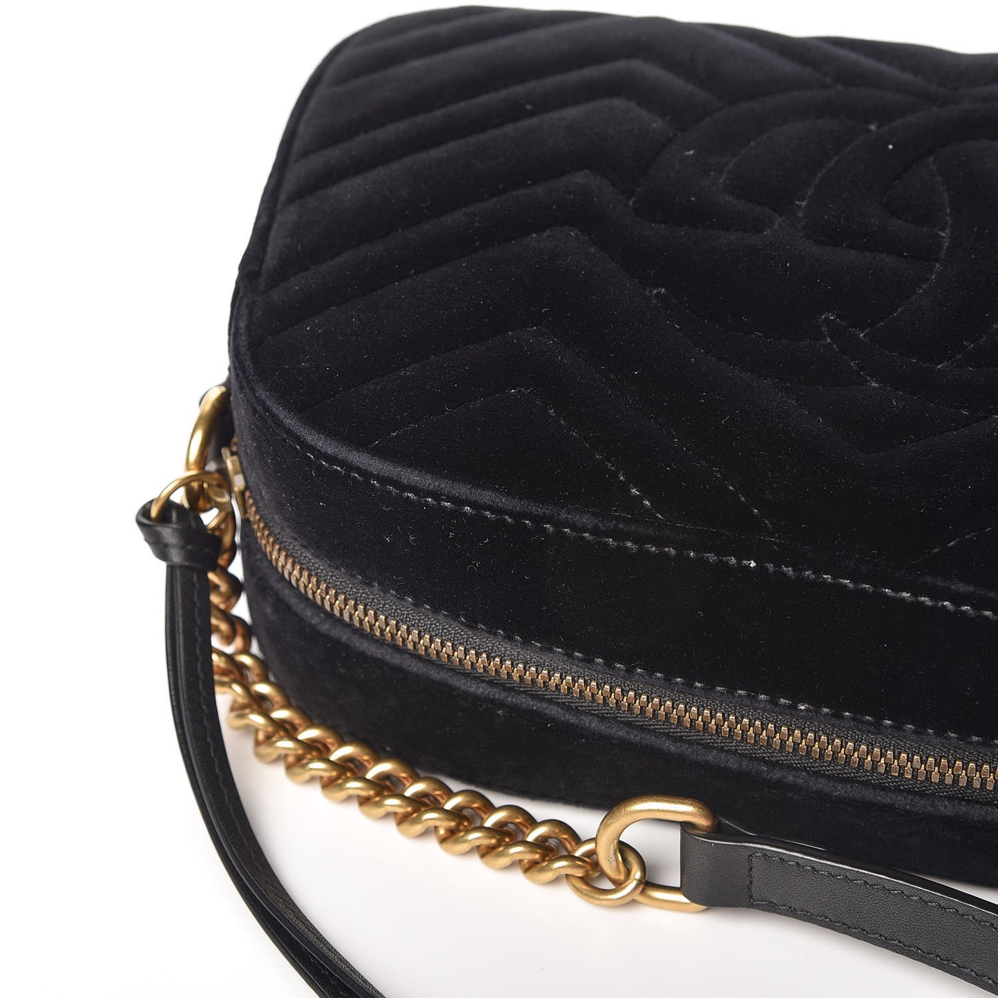 Velvet Matelasse Small GG Marmont Chain Shoulder Bag Black