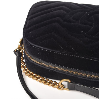 Gucci Velvet Matelasse Small GG Marmont Chain Shoulder Bag Black 18 of 21