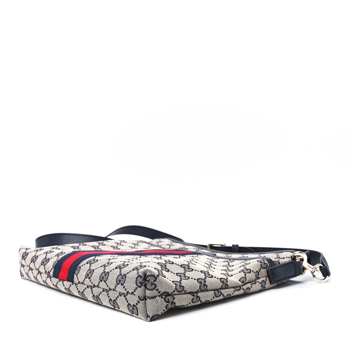 GG Supreme Monogram Web Flat Messenger Bag Navy