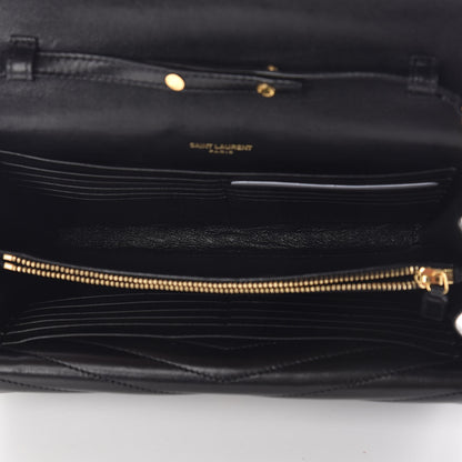 Saint Laurent Lambskin Matelasse Chevron Monogram Sulpice Chain Wallet Black 7 of 11