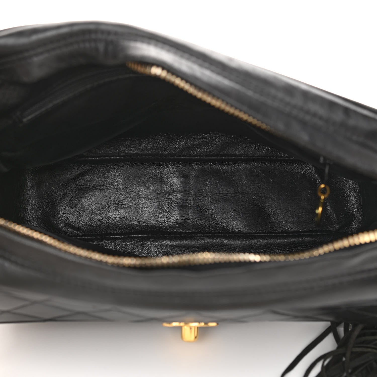 Chanel Lambskin Quilted Tassel Flap Camera Case Black 5 of 12