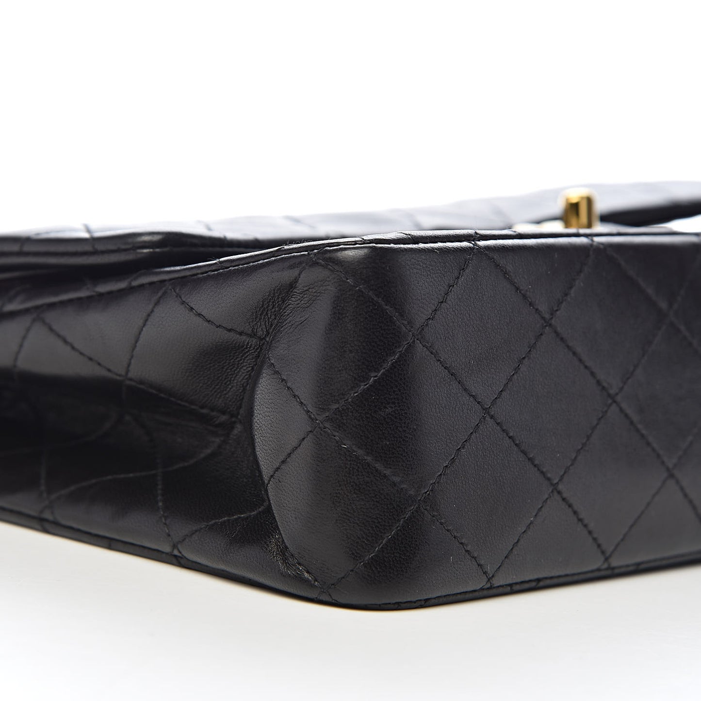 Lambskin Quilted Medium Double Flap Black