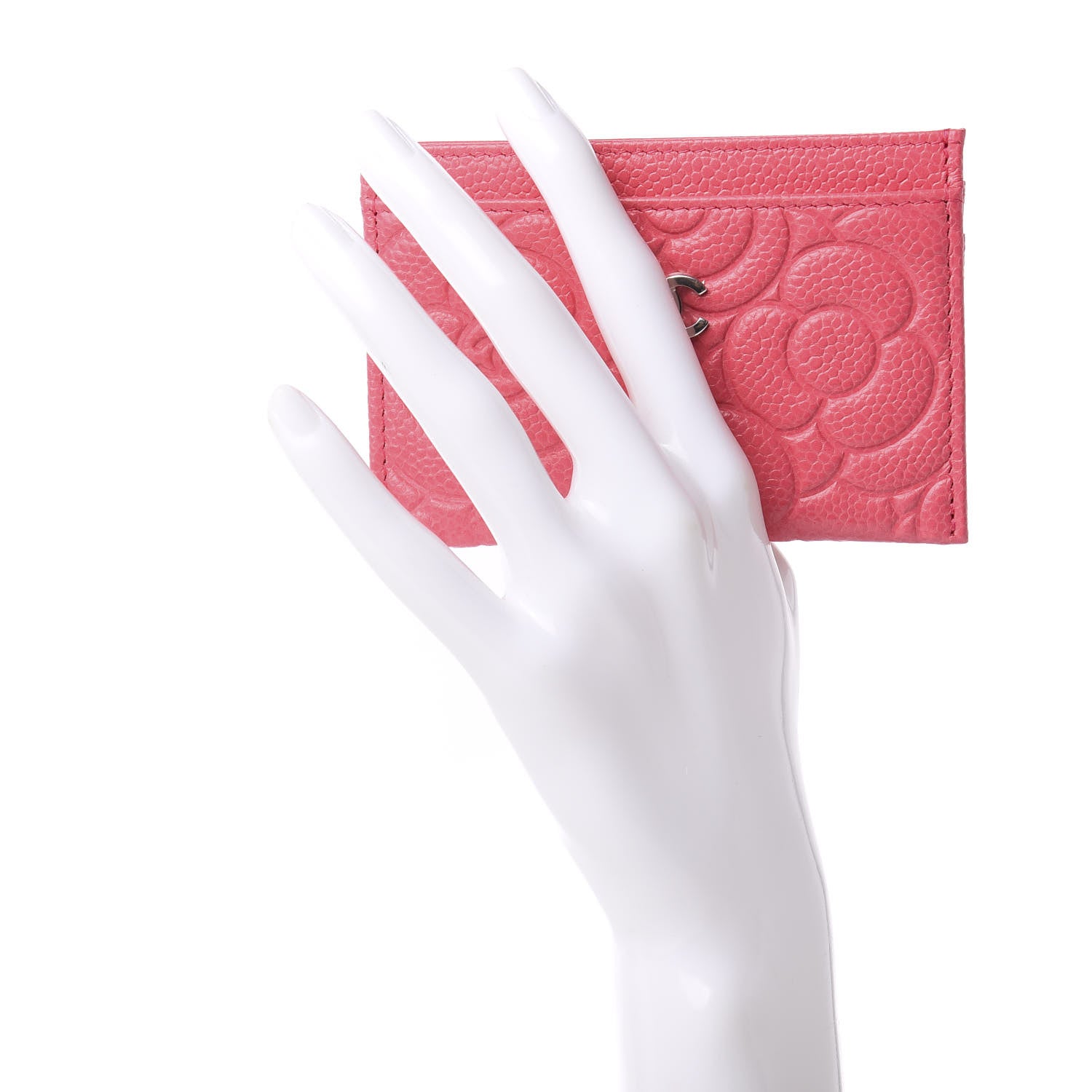 Chanel Caviar Camellia Embossed Card Holder Pink 2 of 9