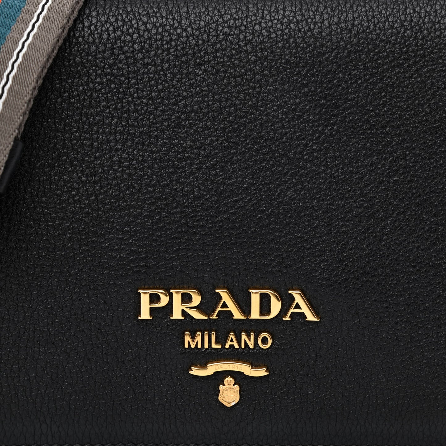 Vitello Daino Double Strap Flap Crossbody Black