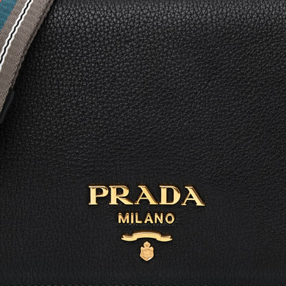 Prada Vitello Daino Double Strap Flap Crossbody Black 8 of 10