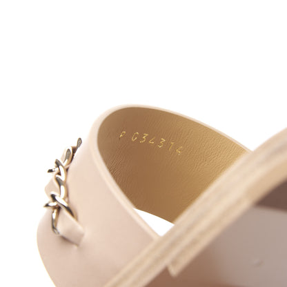 Chanel Calfskin Chain CC Logo Toe Ring Sandals 37 Beige 10 of 13