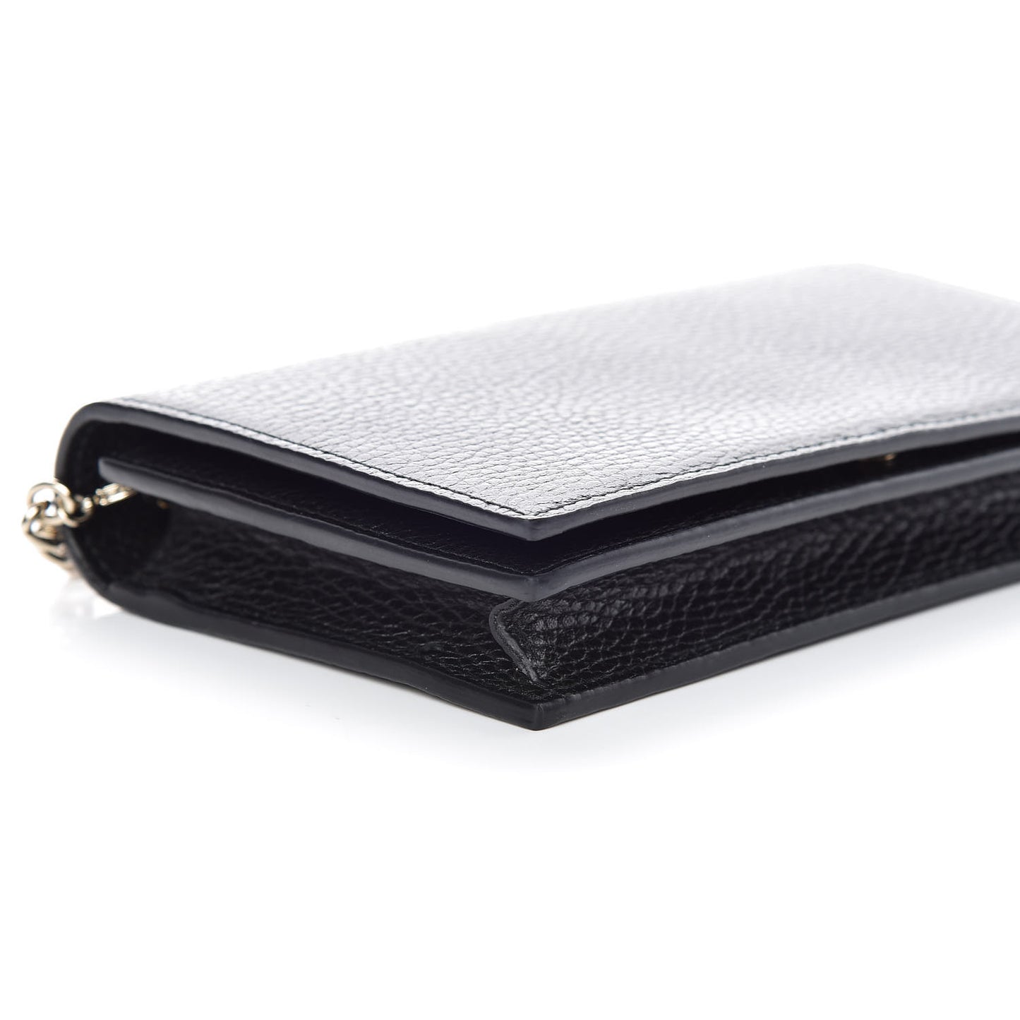 Dollar Calfskin Medium Betty Chain Wallet Black