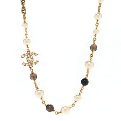 Chanel Pearl Bead CC Choker Necklace Gold Pearly White Black 1 of 6