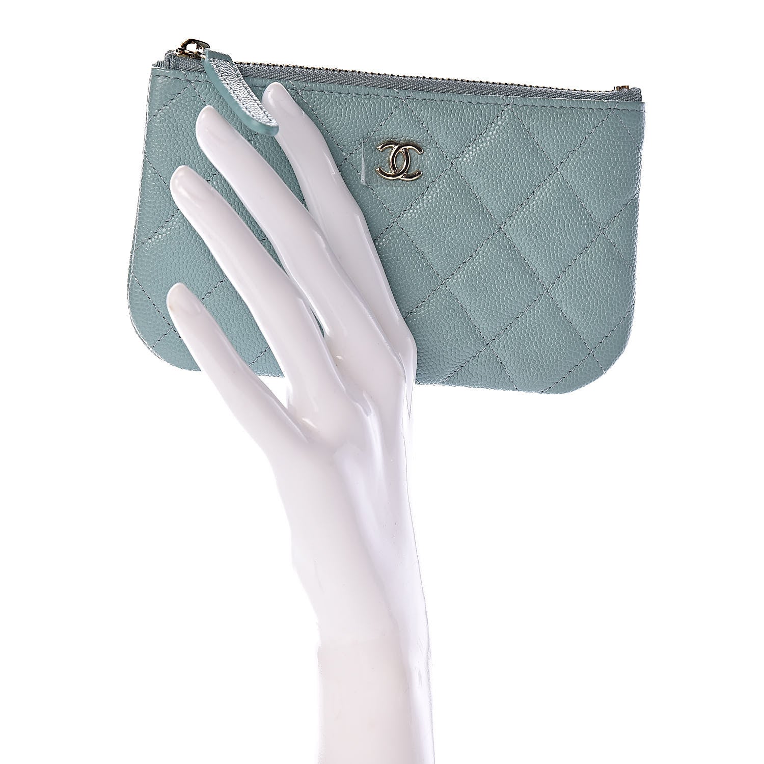 Chanel Caviar Quilted Small Cosmetic Case Light Blue 2 of 8