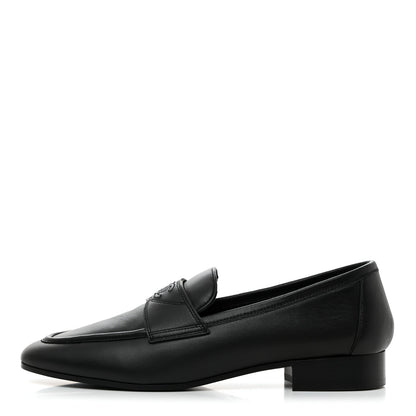 Chanel Calfskin Womens Stitched CC Loafers 39 Black 1 of 9