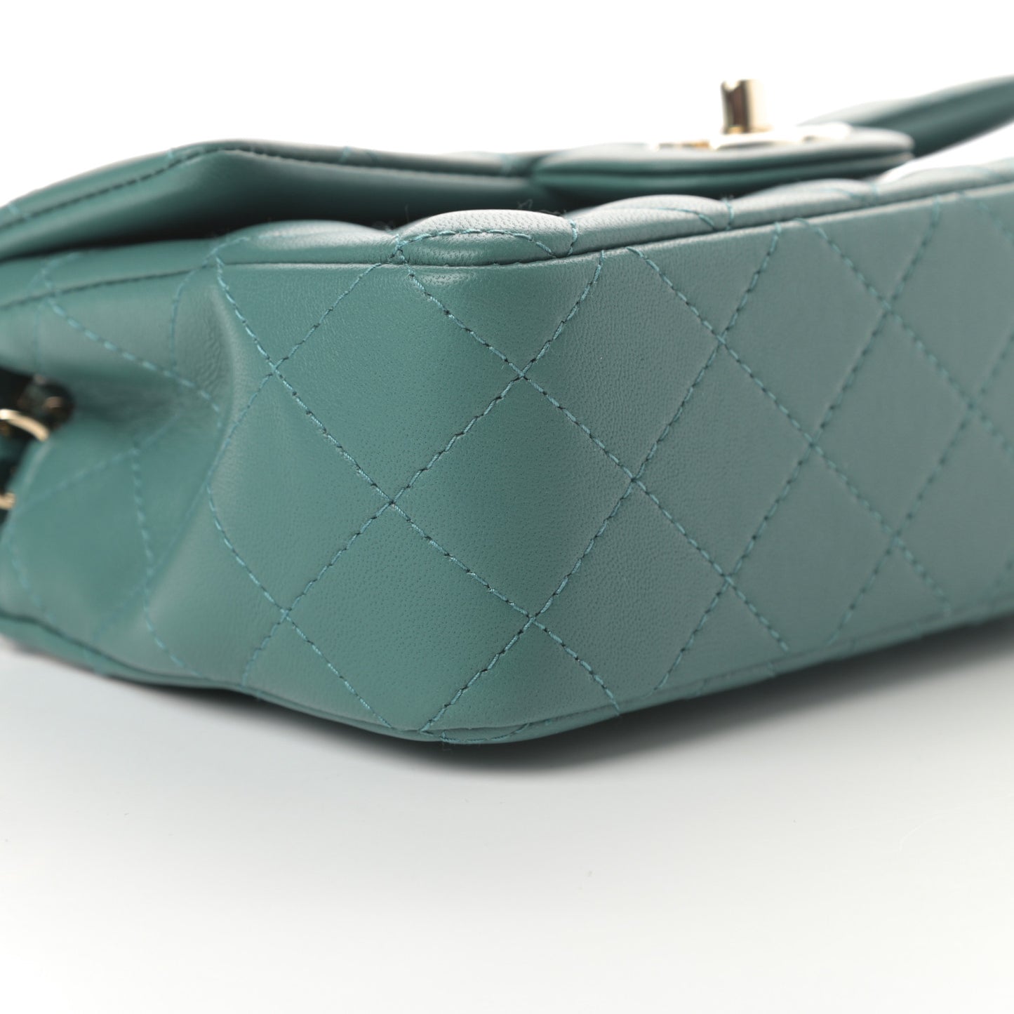 Lambskin Quilted Mini Rectangular Flap Green