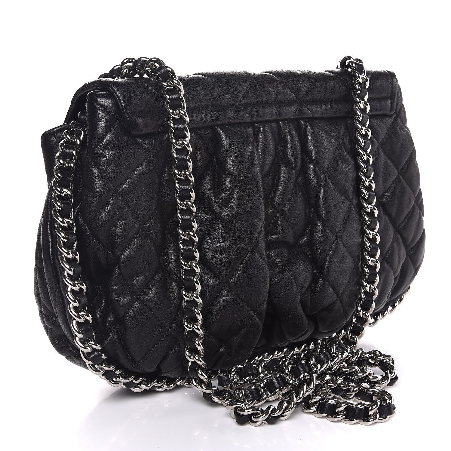 Chanel Washed Lambskin Quilted Medium Chain Around Messenger Black 3 of 8