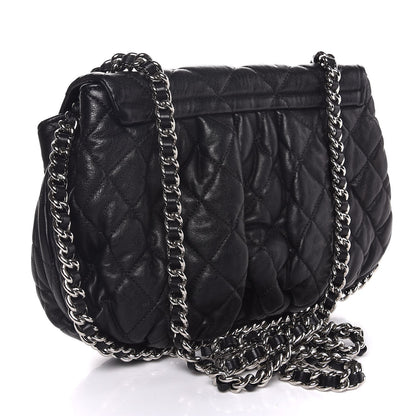 Chanel Washed Lambskin Quilted Medium Chain Around Messenger Black 3 of 8