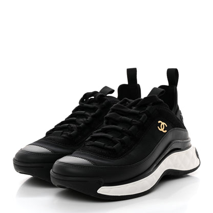 Chanel Velvet Calfskin Mixed Fibers CC Sneakers 37 Black 3 of 9