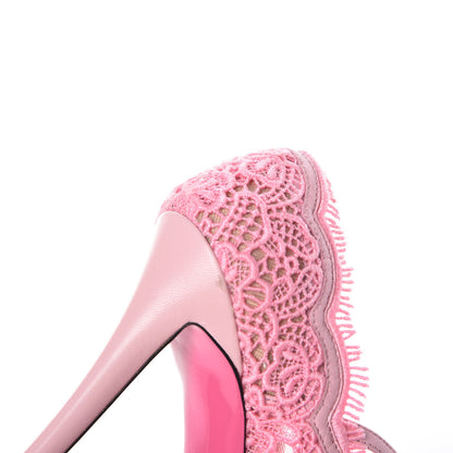 Gucci Lace Pizzo Venice Pumps 37 Sugar Pink 8 of 9