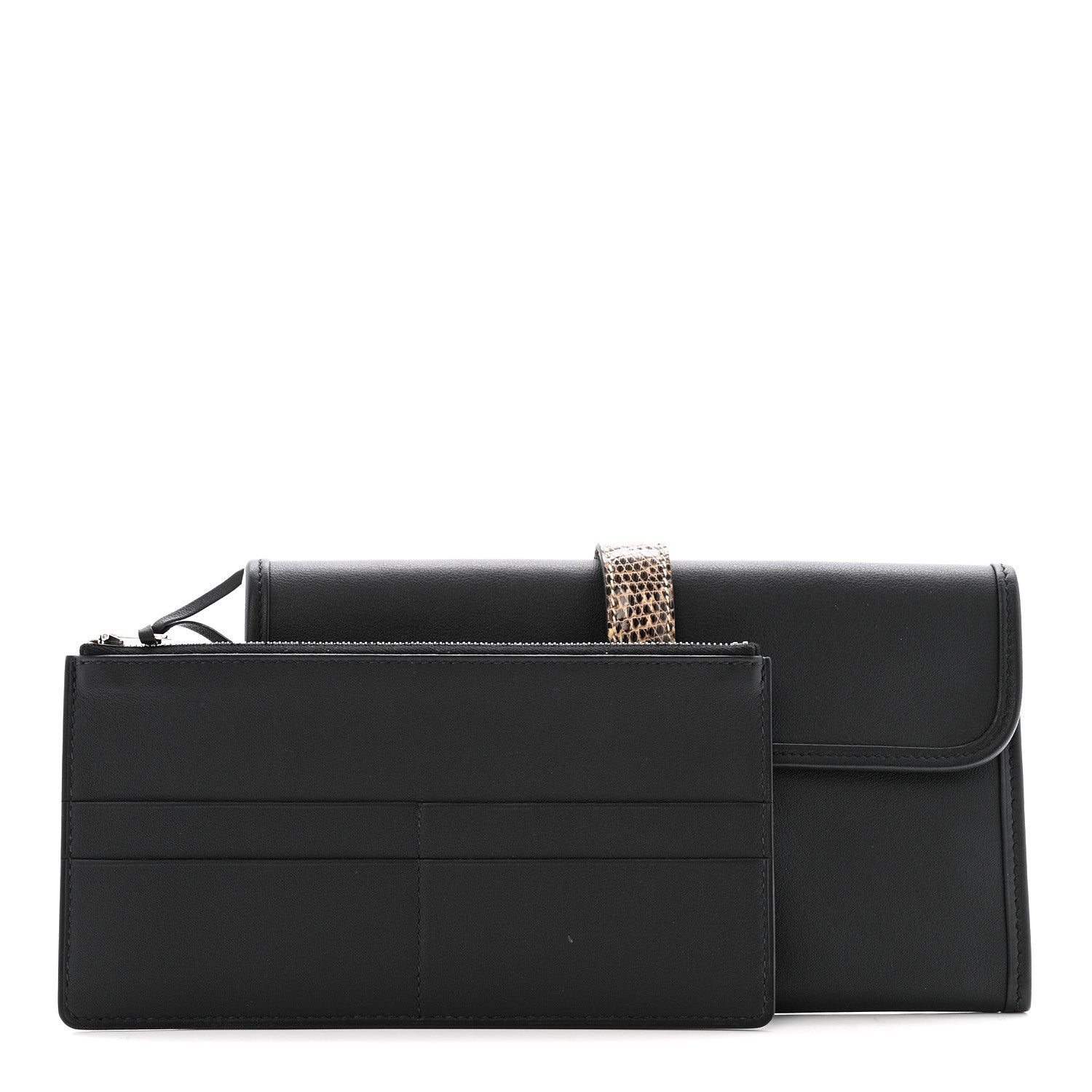 Hermes Swift Lizard Jige Touch Duo Clutch Black Ombre 2 of 7