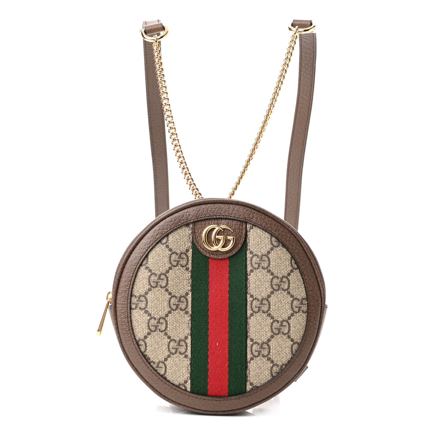 GG Supreme Monogram Web Mini Ophidia Round Backpack Brown
