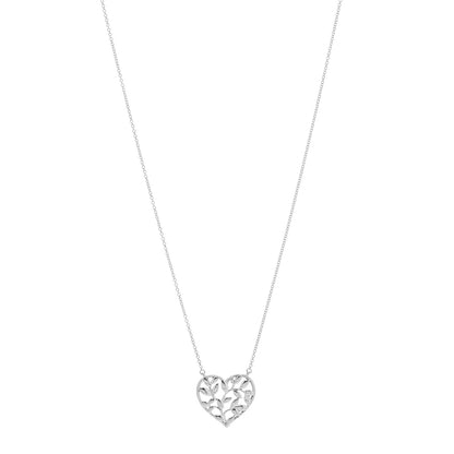 Tiffany Sterling Silver Paloma Picasso Olive Leaf Heart Pendant Necklace 1 of 4