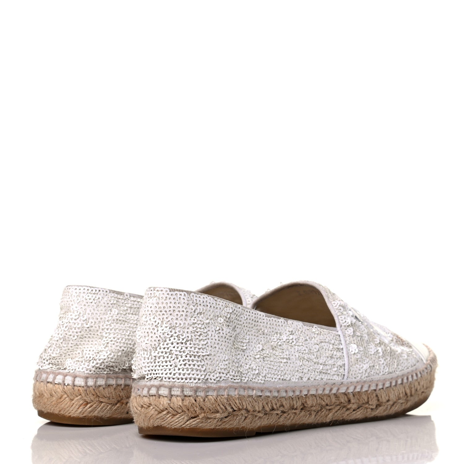 Chanel Patent Sequin CC Espadrilles 41 White 3 of 5