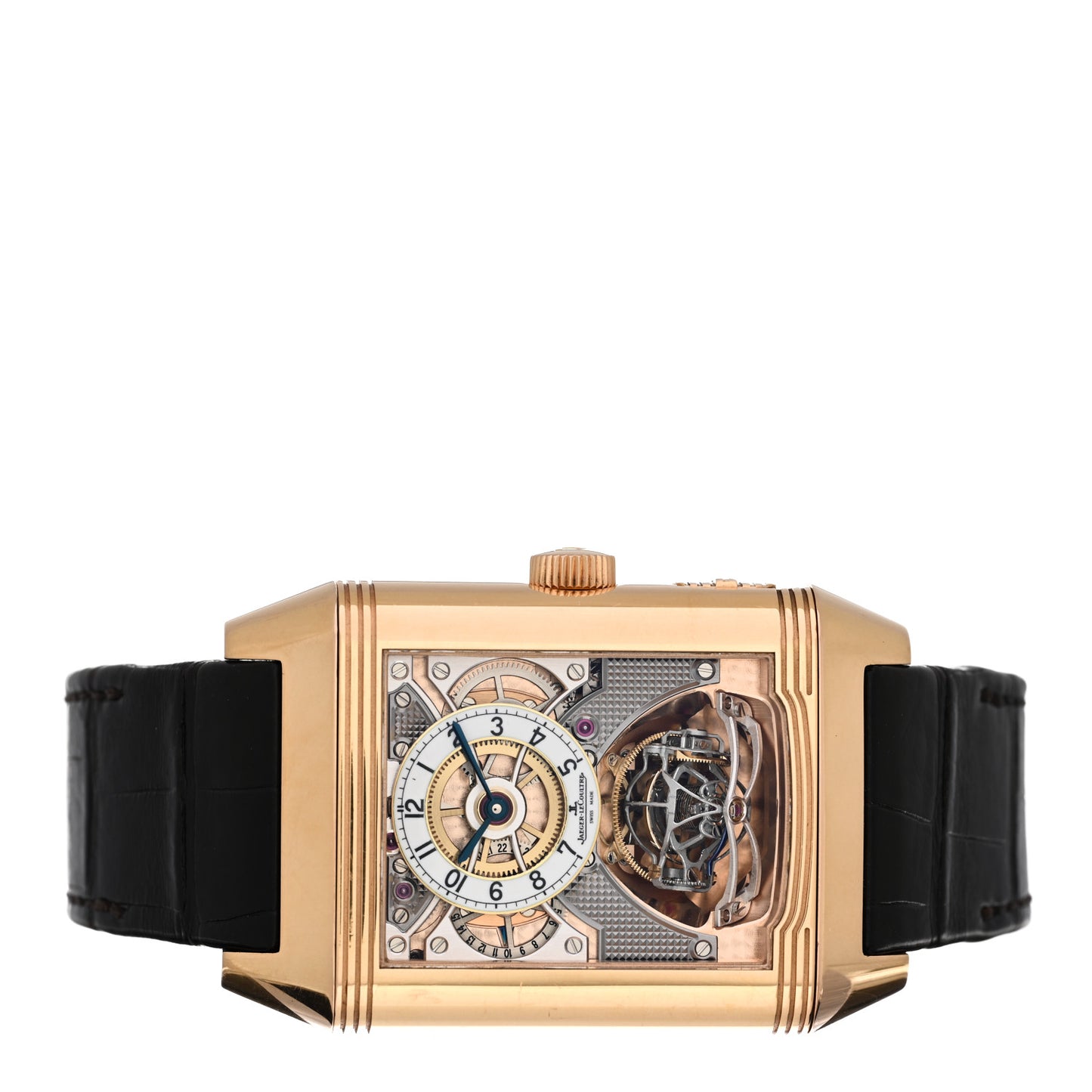 18K Rose Gold Alligator Reverso Gyrotroubillon Manual Winding Watch 247.2.07