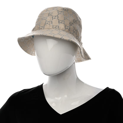 Gucci Canvas Lame GG Monogram Bucket Hat S Gardenia Silver 2 of 9